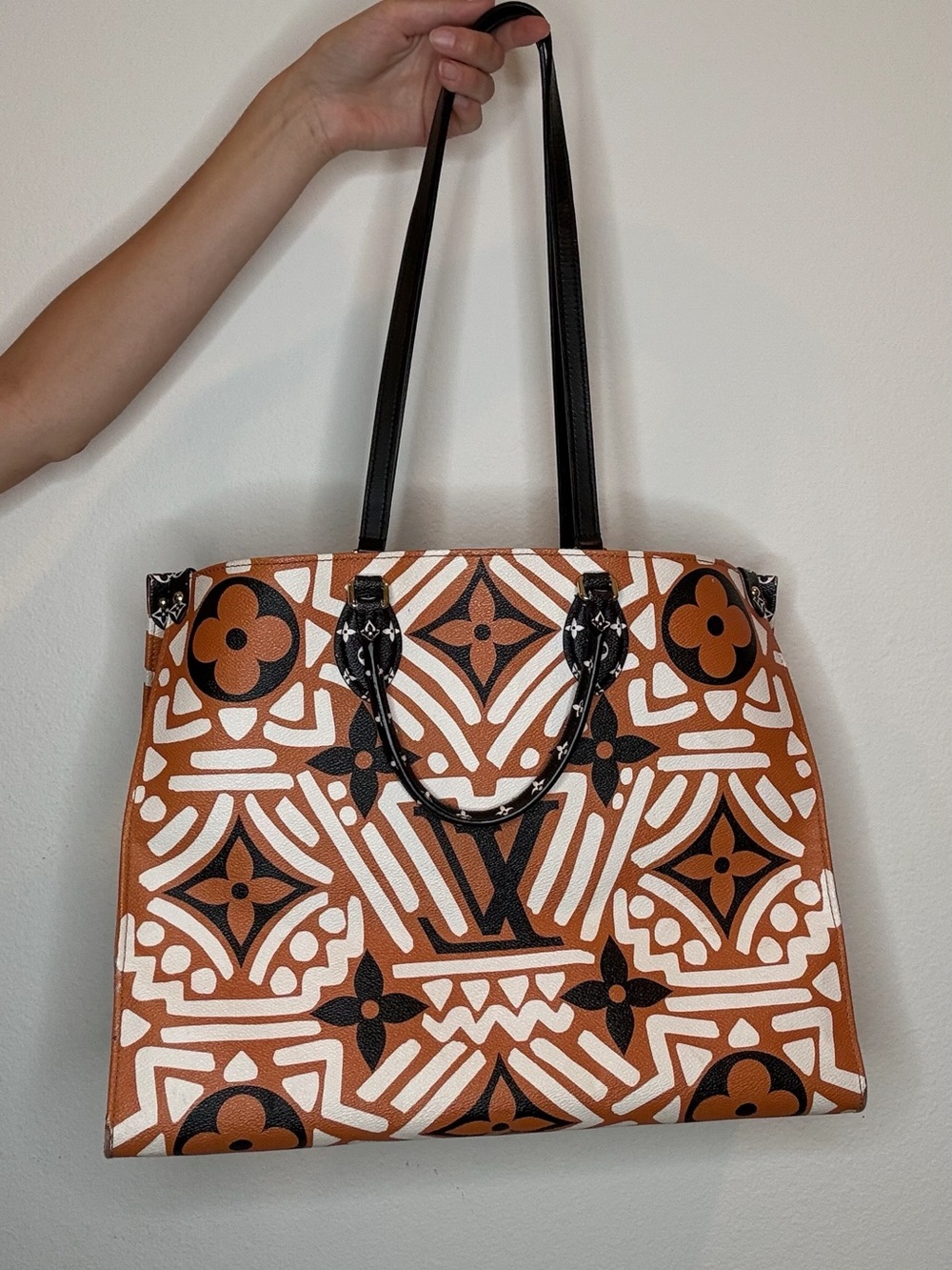 Louis Vuitton Brown Black White Printed Tote